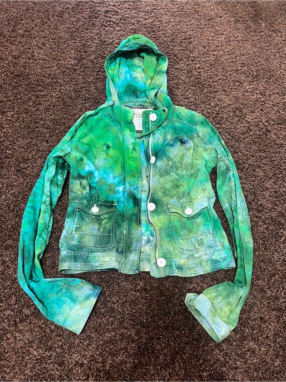Abercrombie Tie Dyed Green Hooded Jacket